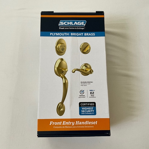 NIB Schlage Plymouth Entry Handset Brass